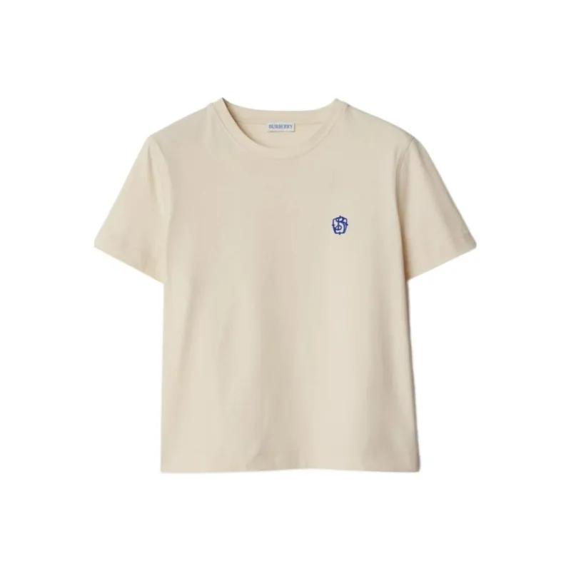 Burberry Logo Embroidered Crewneck T Shirt-0