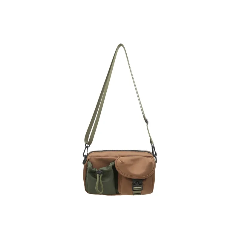 Debecca Nylon Shoulder Bag, Crossbody Bag Unisex Khaki Green/Black-0