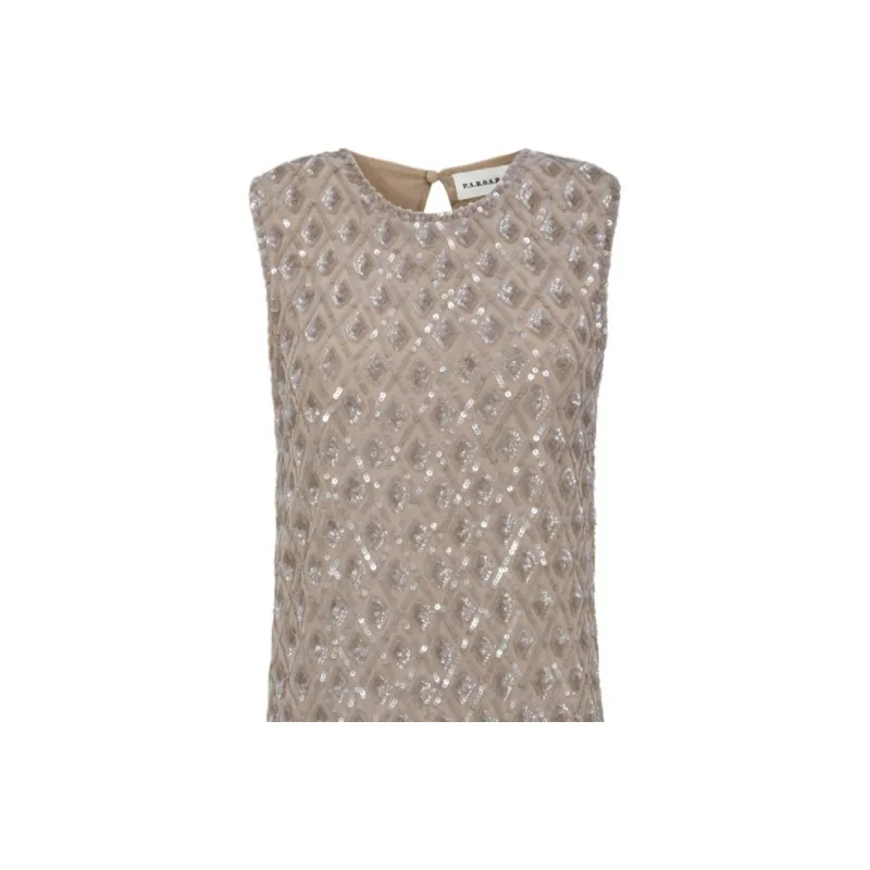 PAROSH Sleeveless Dress Women's Beige-1