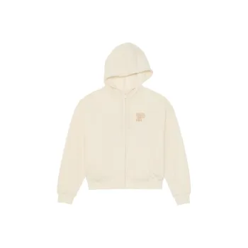 Victoria's Secret PINK Ivy Fleece Campus Full-Zip Hoodie/WSS Sweatshirt Women's White Shell Shiny