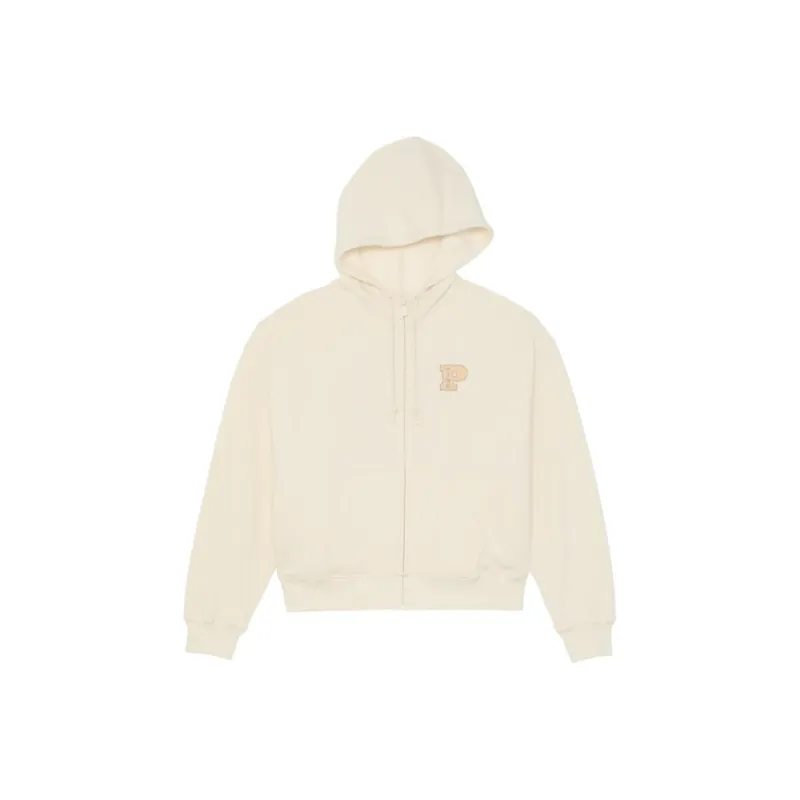 Victoria's Secret PINK Ivy Fleece Campus Full-Zip Hoodie/WSS Sweatshirt Women's White Shell Shiny-0
