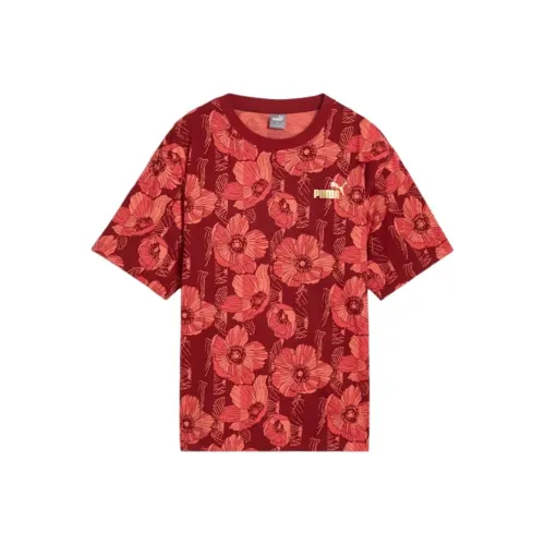 PUMA ESS +graphic T Shirt Women's Deep Red