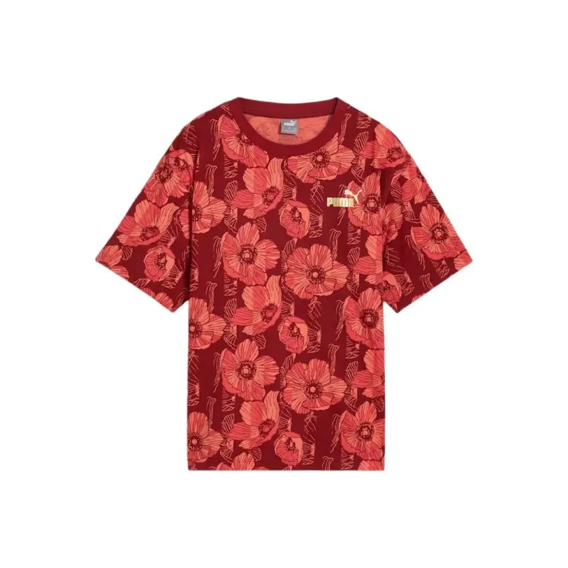 PUMA ESS +graphic T Shirt Women's Dark Red-0