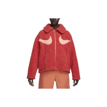 Nike Women's Swoosh Sherpa Full Zip Jacket Lobster Crimson