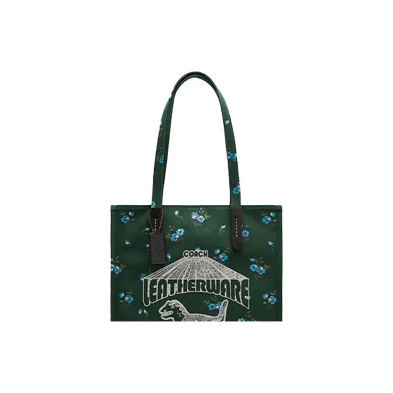 COACH Leather Canvas Bag, Shopping Bag, Tote Bag, Single Shoulder Bag Tubas Women's Dark Green-4