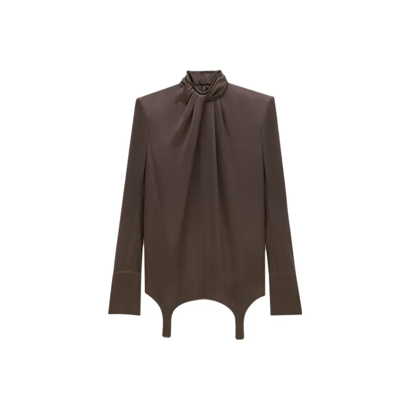 SAINT LAURENT Twist Neck Garter Blouse-0