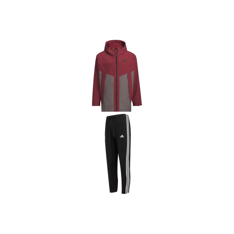 Adidas Casual Sportswear Men Red Coat+Black Pants-0