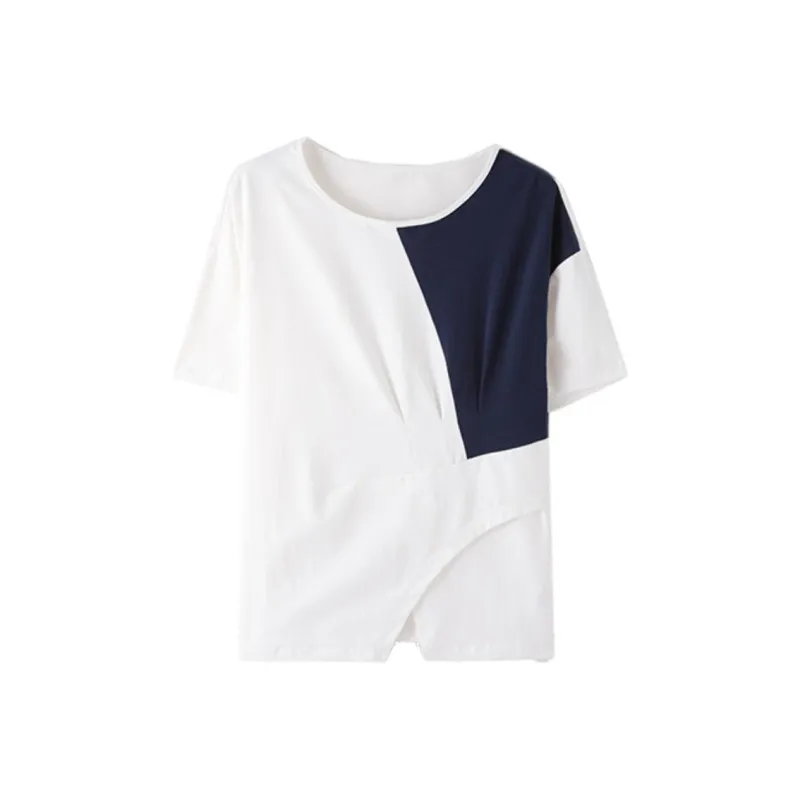 IHIMI Regular T Shirt Women's White & Navy Blue-0