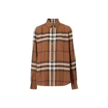 Burberry Check Flannel Shirt Dark Birch Brown