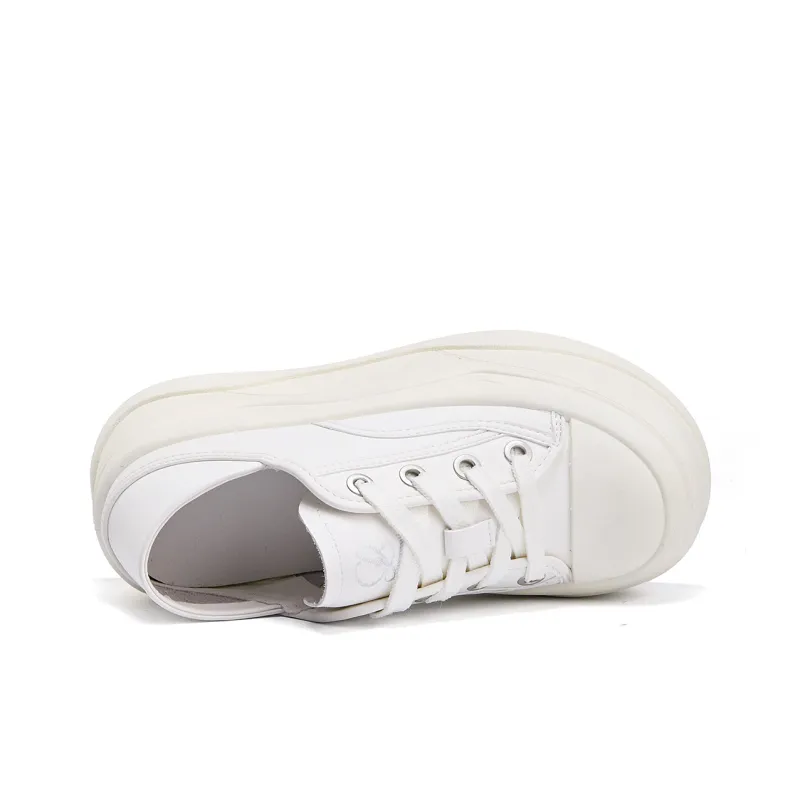 La Chapelle Abrasion Resistant Height Increasing Low Top Skateboard Shoes Women's White-3