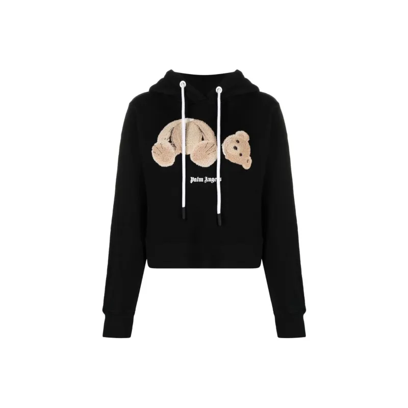 PALM ANGELS Women's Teddy Bear Logo Hoodie Black/Brown-0