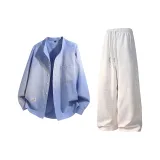 Clothing Set (Sky Blue Shirt+Light Heather Gray Pants)
