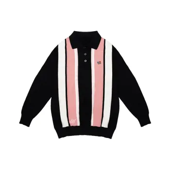 Ahhhing Polo Shirts Unisex Black Pink Color Block