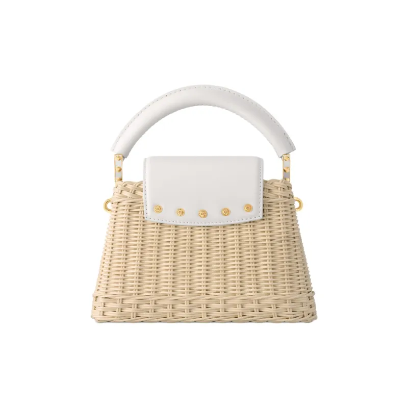 LOUIS VUITTON Capucines Rattan And Cow Leather Woven Bag Shoulder Bag Handbag Mini Women's Beige & Silver-2