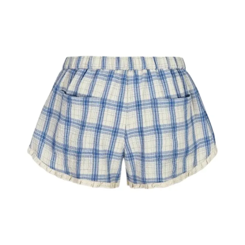 URBAN REVIVO Casual Shorts Women's Royal Blue Plaid-1