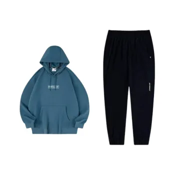 QIAODAN Sweatshirt Set Unisex Deep Blue