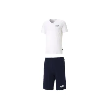 PUMA Casual Sportswear Men Clothing Set White Short Sleeved Shirt+Blue Shorts