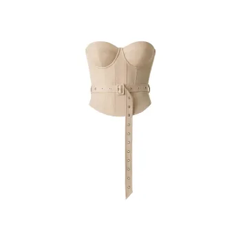 Rokh X H&M ROKH Collaboration Strapless Tops Women's Beige