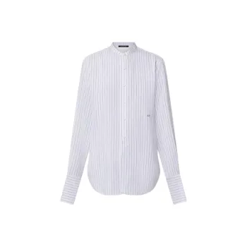 LOUIS VUITTON Collarless Pinstripe Silk Shirt