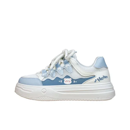 A&M Cushioning Abrasion Resistant Breathable Low Top Skateboard Shoes Women's White Blue