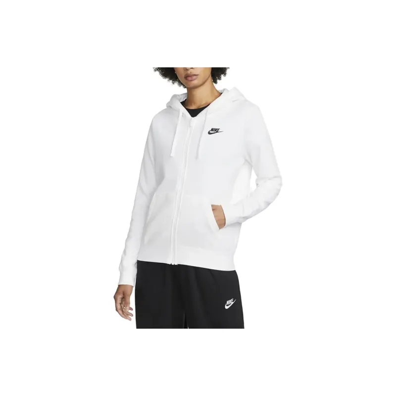 Nike Sportswear Women's Club Fleece Full Zip Hoodie White/Black-0
