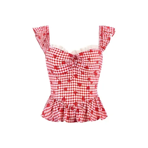 TIBINB Tank Top Women's Red Strawberry