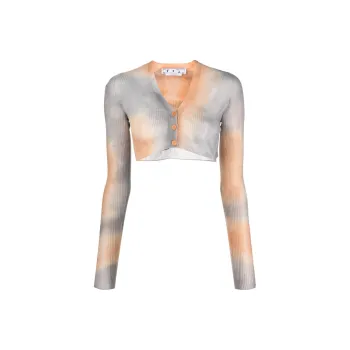OFF-WHITE Logo-Embroidered Cropped Buttoned Cardigan
