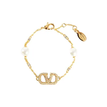 Valentino Rhinestone Bracelets Women's Gold