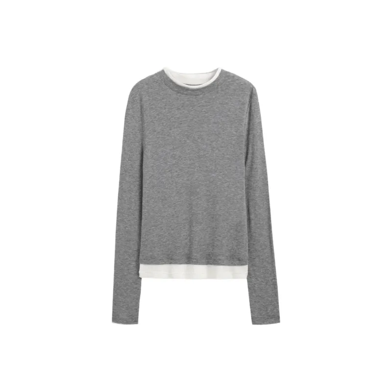 GAP Color Blocking Patchwork Slim Fit Minimalist Style Slimming Inner Layer Top Long Sleeved T Shirts Women's-2