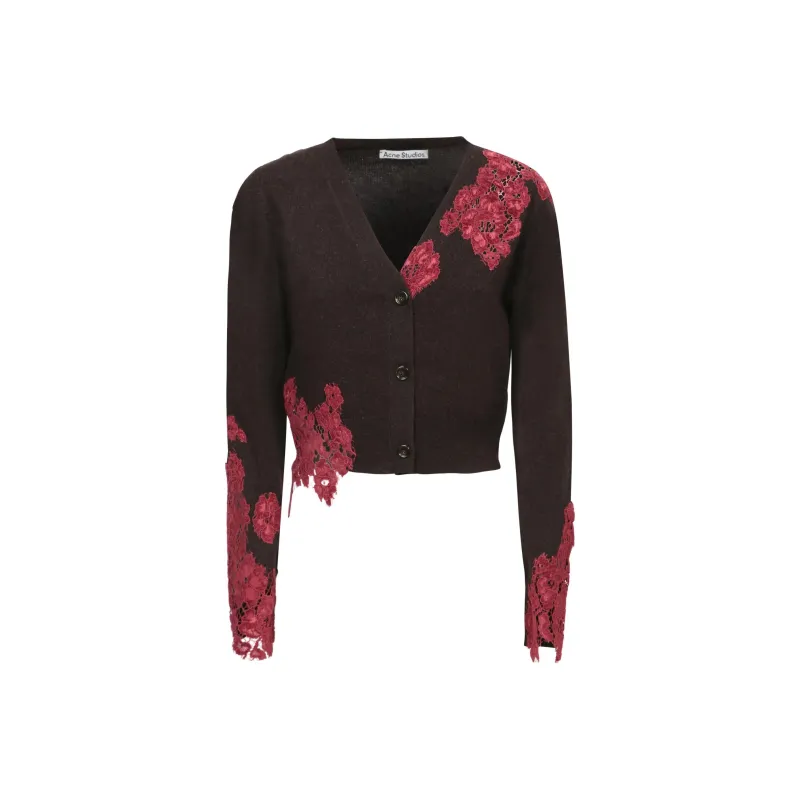 Acne Studios V-Neck Lace Detailed Cardigan-0
