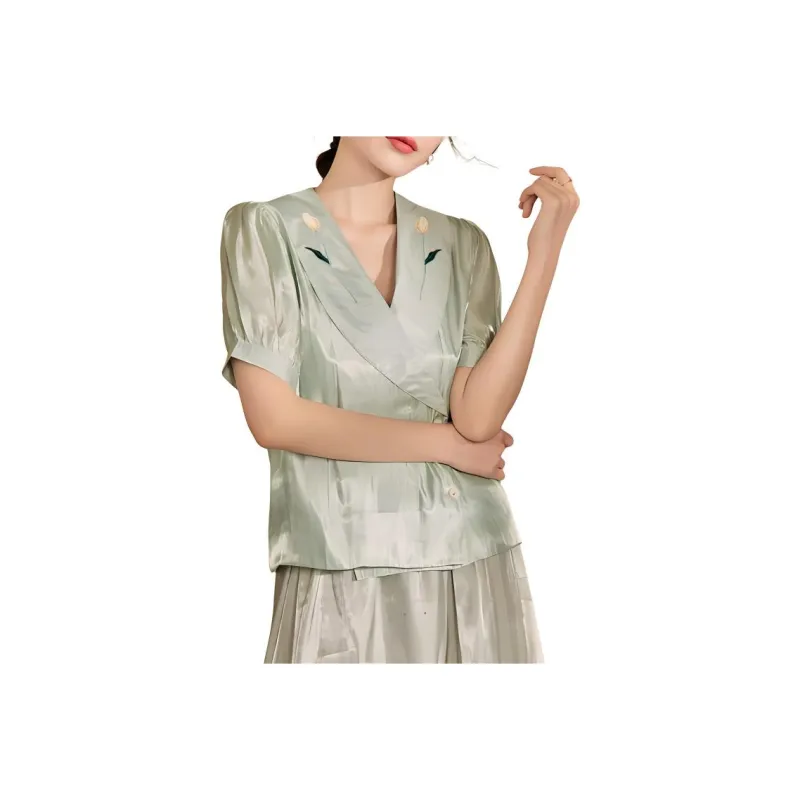 QIAOYUHUAZUN Shirt Women's Green-0