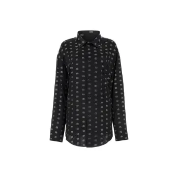 Balenciaga Allover Bb Logo Long Sleeved Shirt