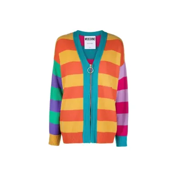 MOSCHINO Striped Zip up Cardigan