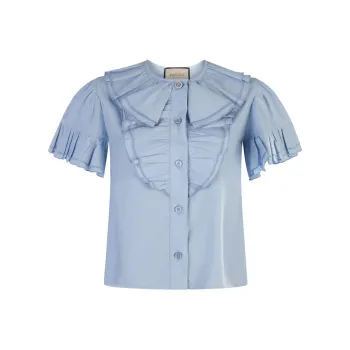 GUCCI Ruffled Short-Sleeved Blouse