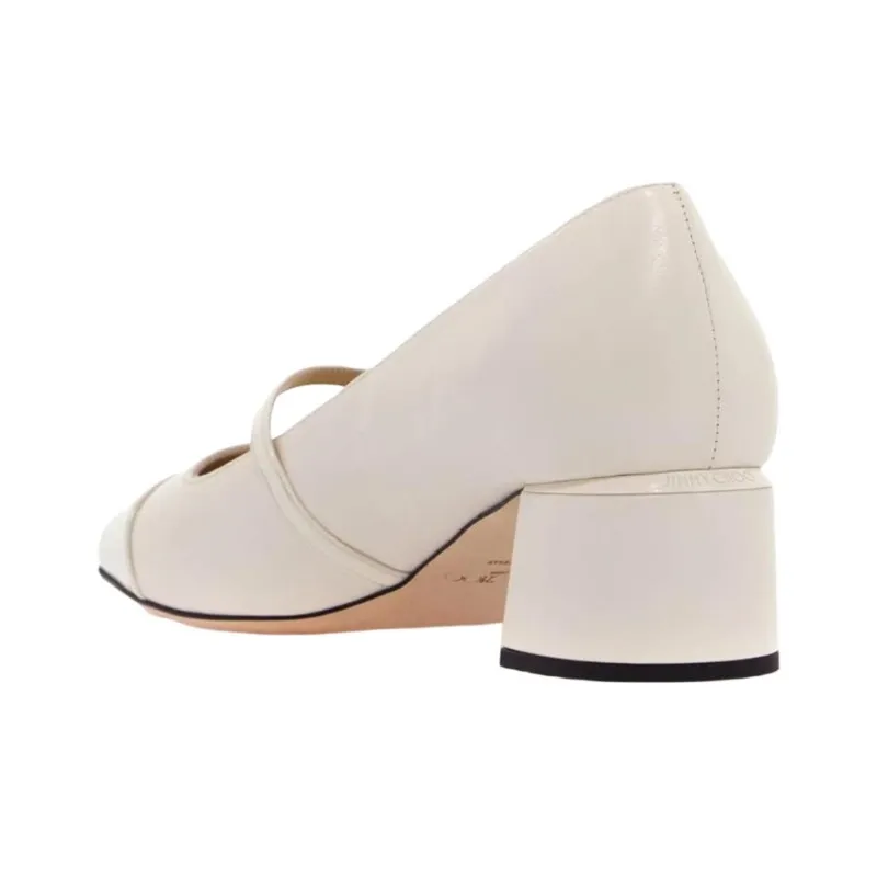 Jimmy Choo Chunky Heel High Heels Women's Milk White-2
