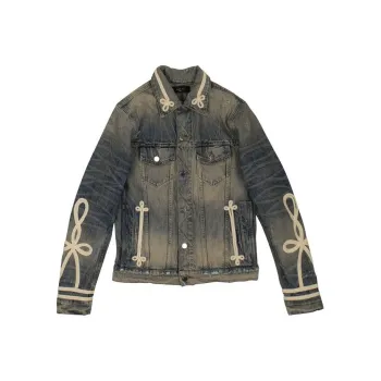AMIRI Denim Roping Slim Fit Trucker Jacket