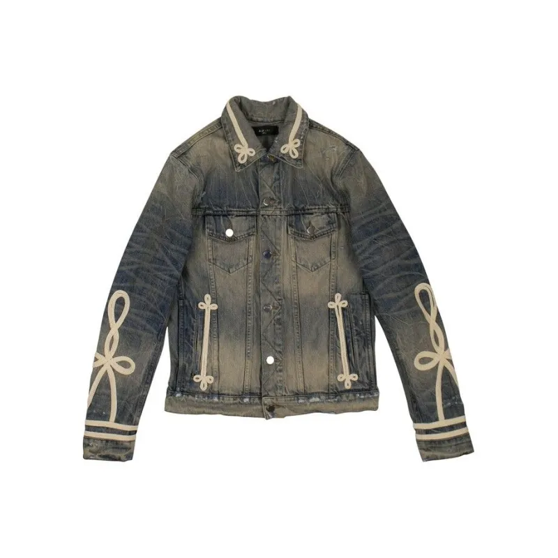 AMIRI Denim Roping Slim Fit Trucker Jacket-0