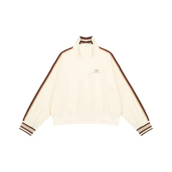New Balance Striped Knit Zip Up Sweatshirt Yellow