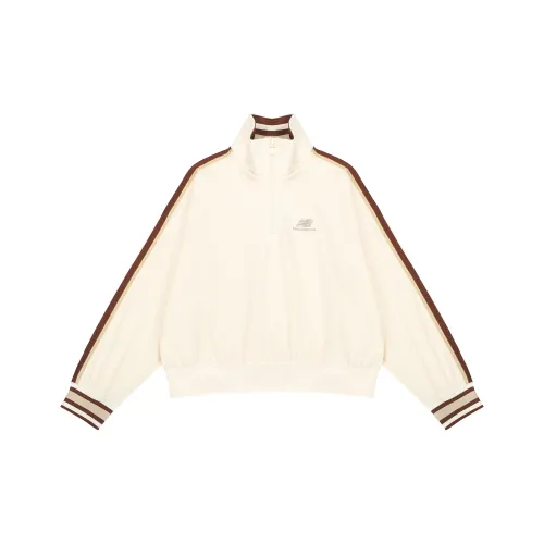 New Balance Striped Knit Zip Up Sweatshirt Yellow