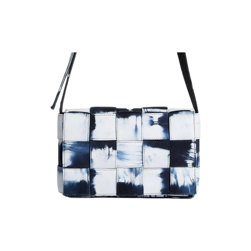 Bottega Veneta CASSETTE Denim Shoulder Bag, Crossbody Bag Medium Size Men's Marine Blue & White-0