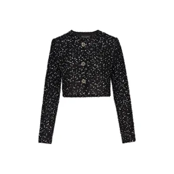 Oscar De La Renta Eyelash Fil coupé Cropped Jacket