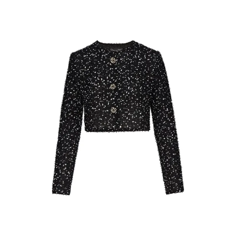 Oscar De La Renta Eyelash Fil coupé Cropped Jacket-0