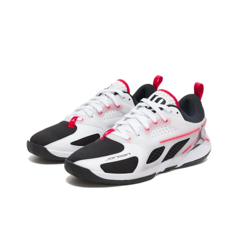 Jordan Heir Collection Abrasion Resistant Breathable Low Top Basketball Shoes Men's White-2