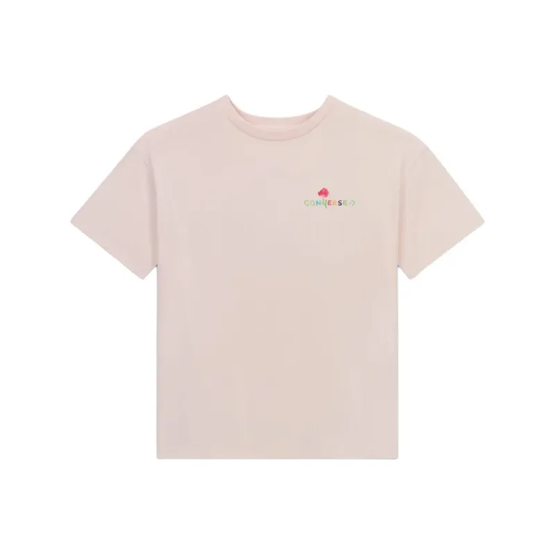 Converse Drop Shoulder Sleeve T-Shirt Women's Blush Pink-0