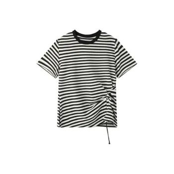 EICHITOO T Shirt Women's Raw White Stripes