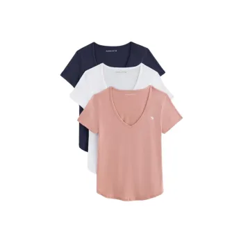 Abercrombie＆Fitch Drop Shoulder Sleeve T Shirt Women's 3 Pack Multicolor Scheme