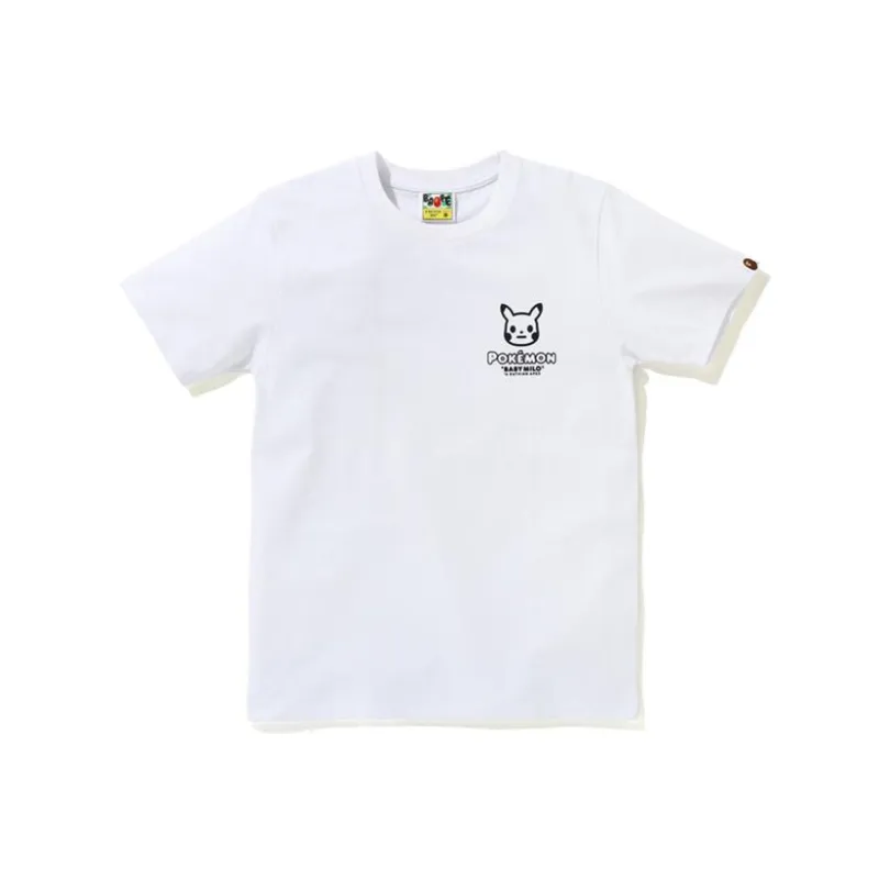 A BATHING APE X Pokemon Ladies Pikachu Ape Head Tee #3 White-0