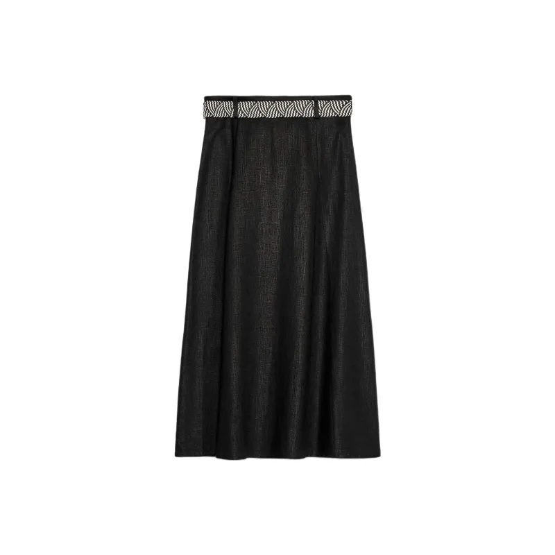 ZARA Casual Long Skirt Women's Black-1
