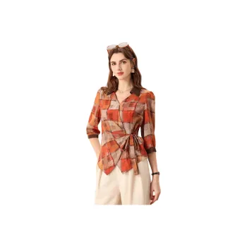 FENHONGMALI Shirt Women's Orange