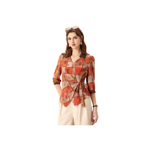 FENHONGMALI Shirt Women's Orange